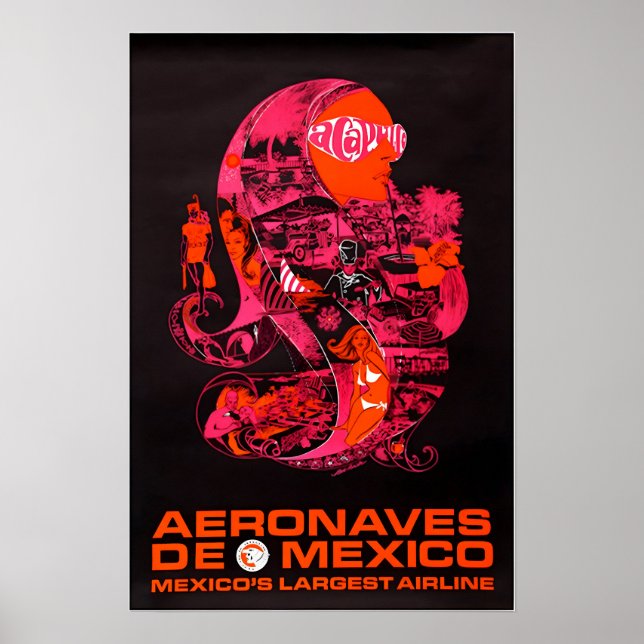 Acapulco Art Mexico Print Aeronaves Travel Poster (Frente)