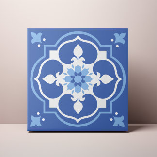 Acento Azulejo de Flor Azul Elegante