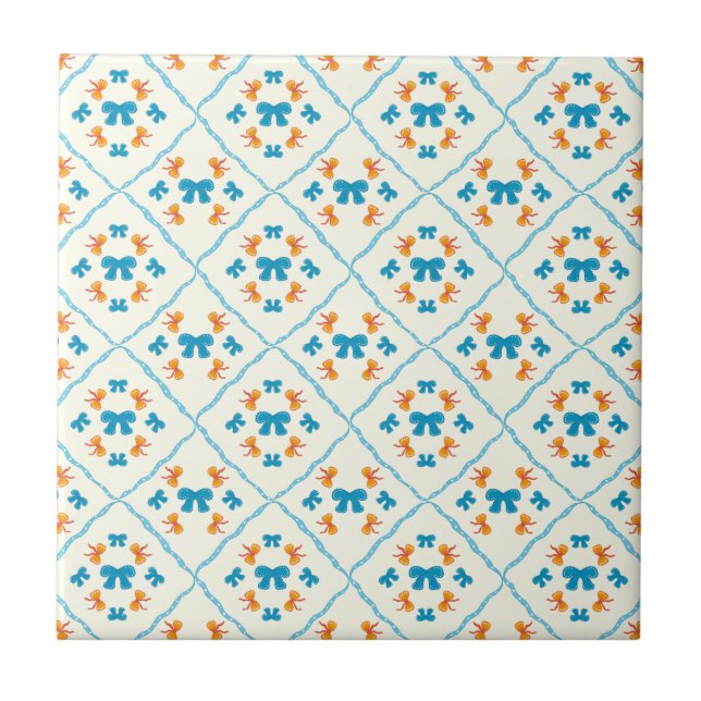 Acento de Azulejo Geométrico com Laço de Coquete C (Frente)