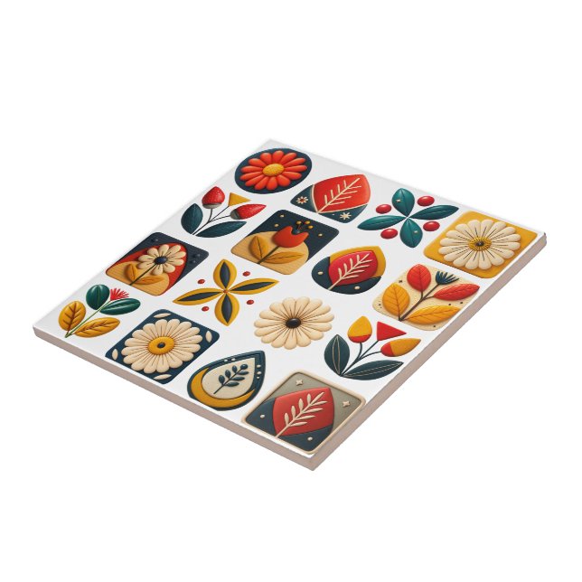 Acento de Mosaico Floral na Arte Folclórica (Lateral)