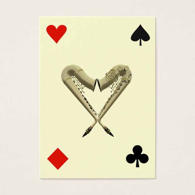 ACEO - Saxofonia ATC de Hearts Diamond, Spade, Clu (Frente)
