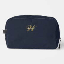 Acessórios de Monograma Dourado Azul-Marinho Limpo