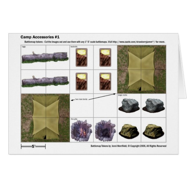 Acessórios do acampamento - cartão simbólico (Frente Horizontal)