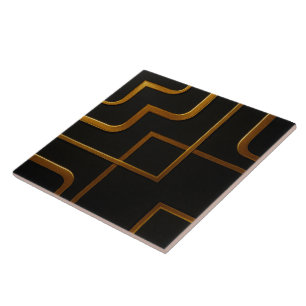 Achempong Ouro Opulento Preto Arte Moderna monocro