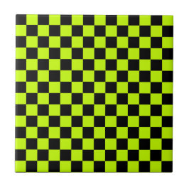 Acid green black checkerboard pattern