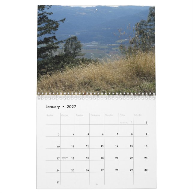 Acima do calendário de Napa Valley (Jan 2027)
