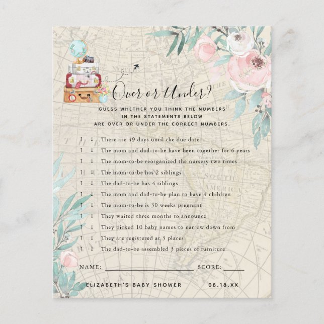 Acima ou Abaixo | Jogo para Chá de Bebê (Frente)