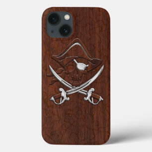 Aço Crânio Pirata Mano Náutica Do Mahogany