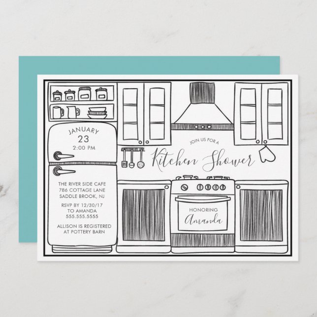 Ações Divertidas - Convites Para Chás Da Cozinha (Frente/Verso)