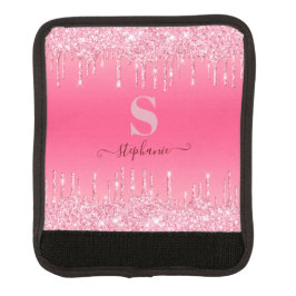 Acolchoado De Alça Girly Pink Sparkle Glitter Monograma