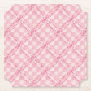Acolchoado Xadrez Rosa Porta-Copos de Papel para B