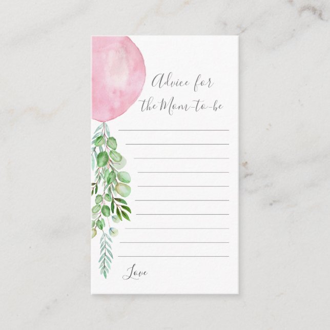 Aconselhamento de Balão Rosa para a Mãe Ser Cartão (Frente)