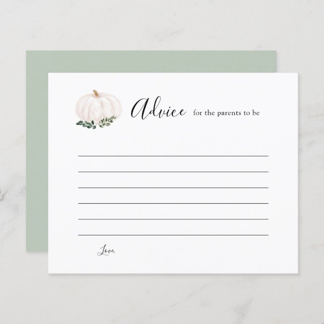 Aconselhamento De Bebê De Abóbora Branca Para Os P (Frente/Verso)