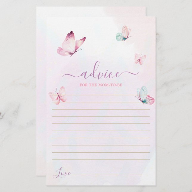 Aconselhamento de borboleta para a carta da mãe se (Frente/Verso)