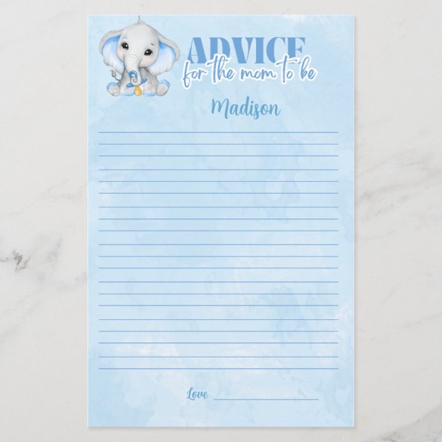 Aconselhamento de Elefante para Jogo de Chá de fra (Frente)