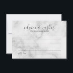 Aconselhamento e Cartão de Desejo Clássico Marble<br><div class="desc">Adicione um toque pessoal ao seu casamento com um moderno conselho de casamento e um cartão de desejos. Este cartão de conselho apresenta o título no estilo de fonte do script moderno da cinza e detalhes no estilo de fonte sans serif moderno da cinza em fundo de mármore branco. Perfeito...</div>