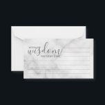 Aconselhamento e Cartão de Desejo Clássico Marble<br><div class="desc">Adicione um toque pessoal ao seu casamento com um moderno guião de casamento e um cartão de desejos. Este cartão de conselho apresenta o título 'palavras de sabedoria' com detalhes no script de cinza e no estilo de fonte sans serif em fundo de mármore branco. Perfeito para casamento, chá de...</div>