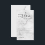 Aconselhamento e Cartão de Desejo Clássico Marble<br><div class="desc">Adicione um toque pessoal ao seu casamento com um moderno guião de casamento e um cartão de desejos. Este cartão de conselho apresenta o título 'palavras de sabedoria' com detalhes no script de cinza e no estilo de fonte sans serif em fundo de mármore branco. Perfeito para casamento, chá de...</div>
