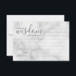 Aconselhamento e Cartão de Desejo Clássico Marble<br><div class="desc">Adicione um toque pessoal ao seu casamento com um moderno guião de casamento e um cartão de desejos. Este cartão de conselho apresenta o título 'palavras de sabedoria' com detalhes no script de cinza e no estilo de fonte sans serif em fundo de mármore branco. Perfeito para casamento, chá de...</div>
