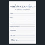 Aconselhamento e Desejos de Casamento LGBTQ Azul M<br><div class="desc">Estas folhas simples, empoeiradas, azuis e brancas, modernas, mínimas, escritas à mão, de Conselhos e Desejos LGBTQ são perfeitas para ter ao seu chá de panela, ensaiar janto ou casamento para os convidados preencherem para o casal feliz. As pessoas vão adorar ter as ordens - tornam tão fácil deixar palavras...</div>