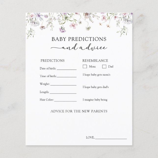 Aconselhamento e Previsões Roxos para Bebê de Flor (Frente)