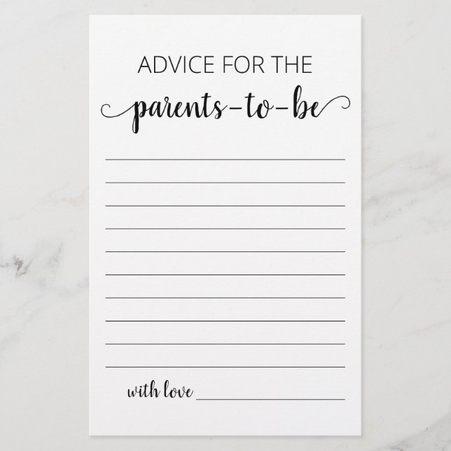 Aconselhamento para pais serem jogadores de Chá de (Frente)