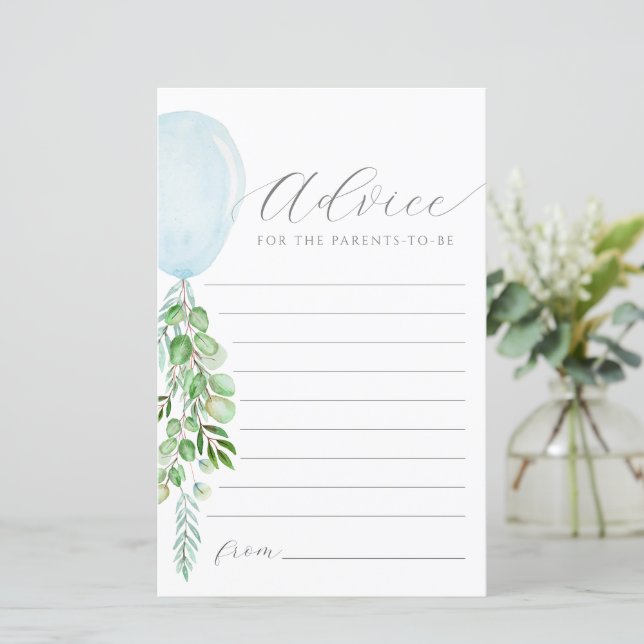 Aconselhamento Sobre Balões Azuis Deseja Um Cartão (Em pé/Frente)