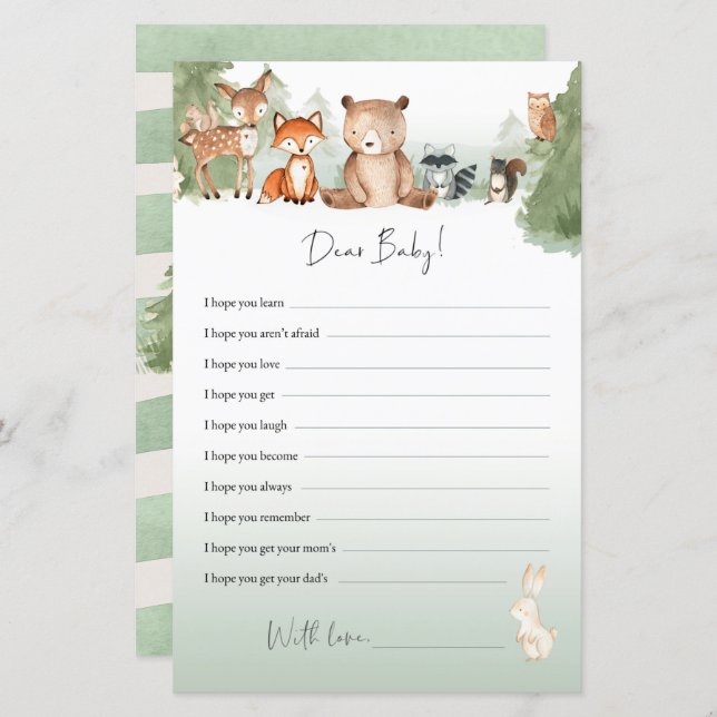 Aconselhamento sobre Chás de fraldas de Woodland Q (Frente/Verso)