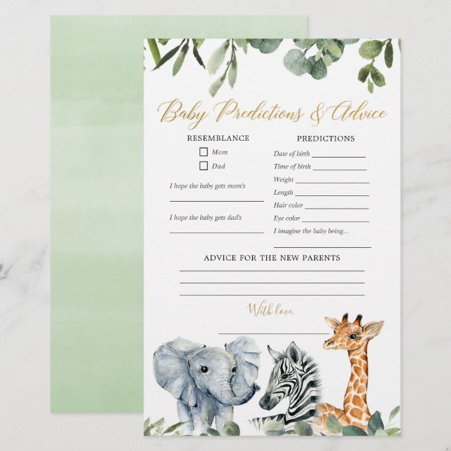 Aconselhamento sobre previsões de bebês para anima (Frente/Verso)