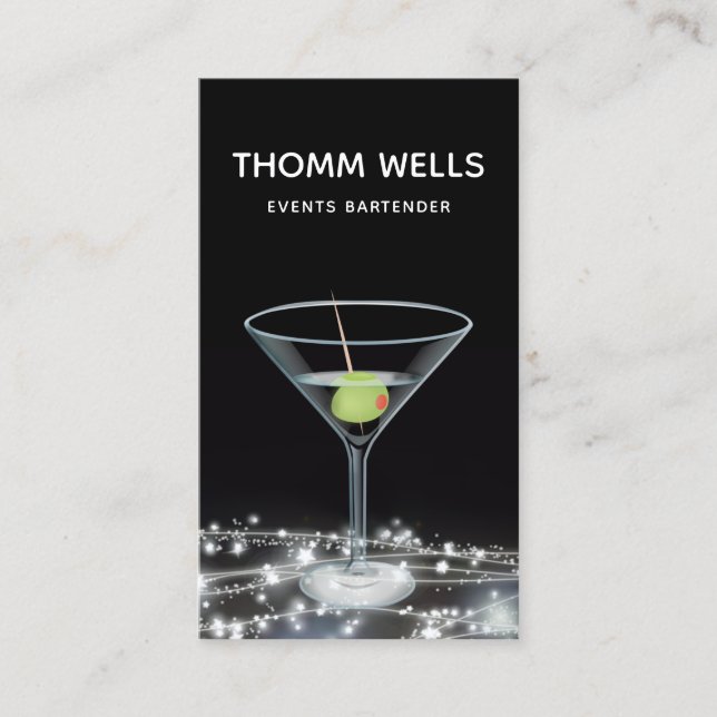 Acontecimentos Bartender Cartão de visita festivo (Frente)