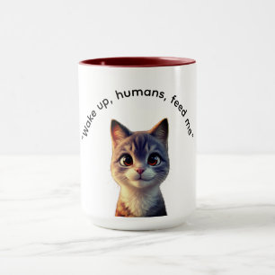 Acorde humanos alimente-me gato Caneca