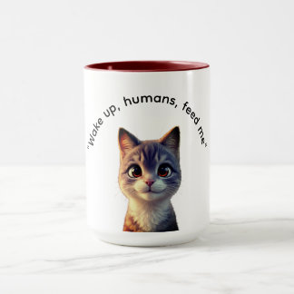 Acorde humanos alimente-me gato Caneca
