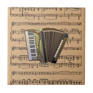 Acordeão com fundo da partitura