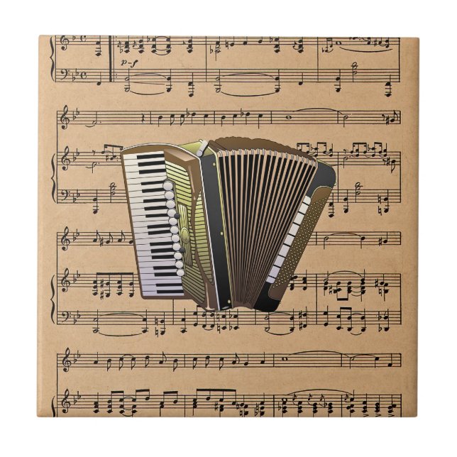 Acordeão com plano de fundo de música (Frente)
