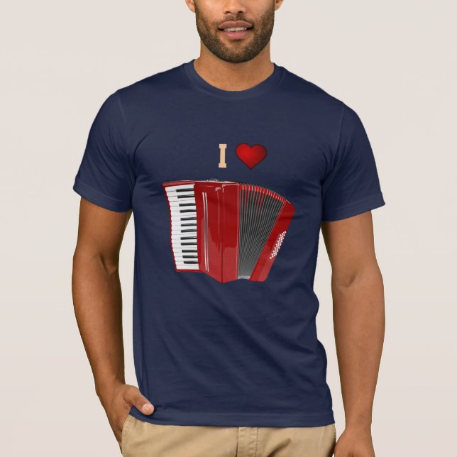 Acordeão: Eu adoro a minha camiseta Red Accordion (Frente)