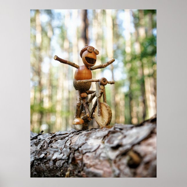 Acorn elf andando de bicicleta sem segurar poster (Frente)