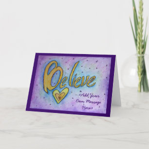 Acredite em cartões de saudação de arte de text