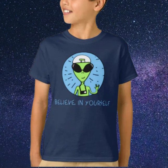 Acredite Em Si Mesmo Camiseta Kids Alien (Criador carregado)