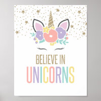 Acredite em Unicórnios Rainbow Unicorn Poster