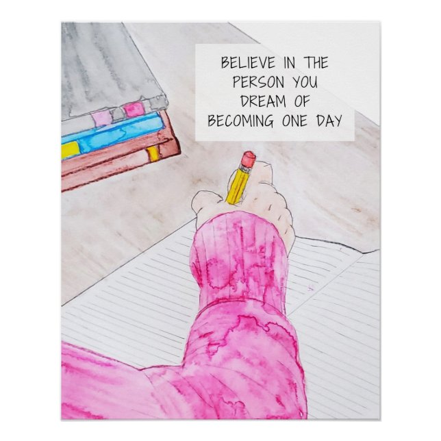 Acredite na Impressão de Arte de Aquarela (Frente)