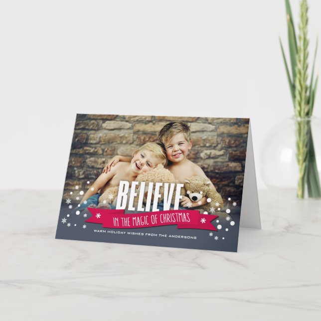 Acredite na Magia do Cartões de foto de Natal (Frente)