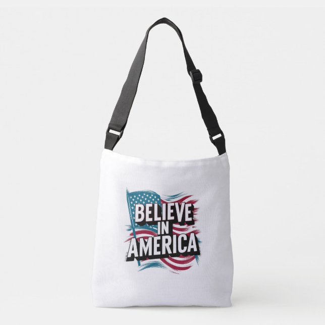 "Acredite no Patriótico Tote Bag Americano" (Frente)