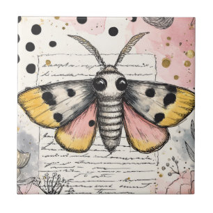 Acrilica em aquarela Mariposa Tigre Manchada Rosa