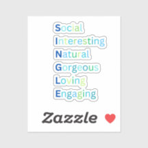 Acrônimo de solteiro adesivo azul