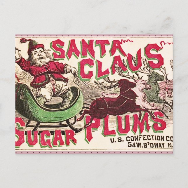 Açúcar Ameixas Papai Noel Antigo Anúncio de Doces  (Frente)