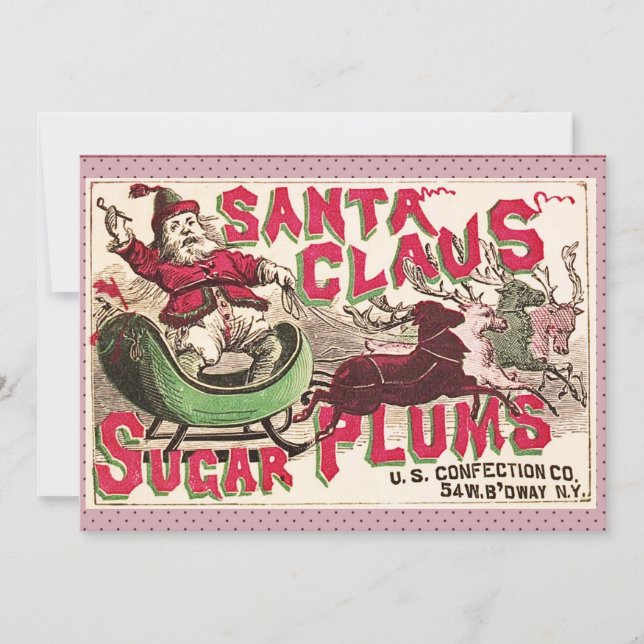 Açúcar Ameixas Papai Noel Antigo Anúncio de Doces  (Frente)