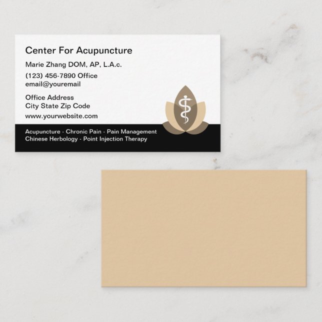 Acupuntura Terapêutica Cartões de visitas Acupuntu (Frente/Verso)