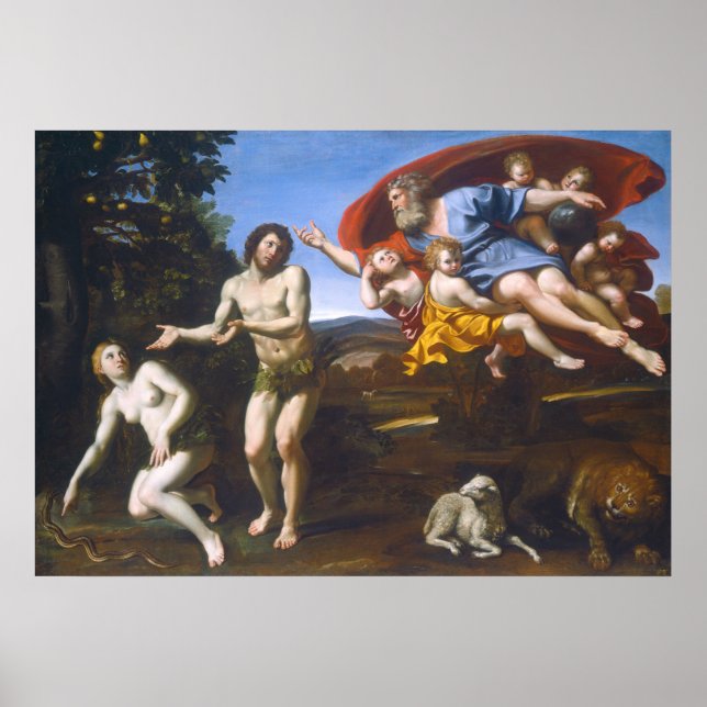 Adam e Eve - Domenichino Fine Art Poster (Frente)