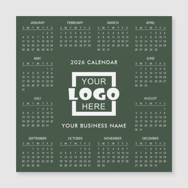 Add Your Own Business Logo 2026 Calendar | Magnet (Frente)