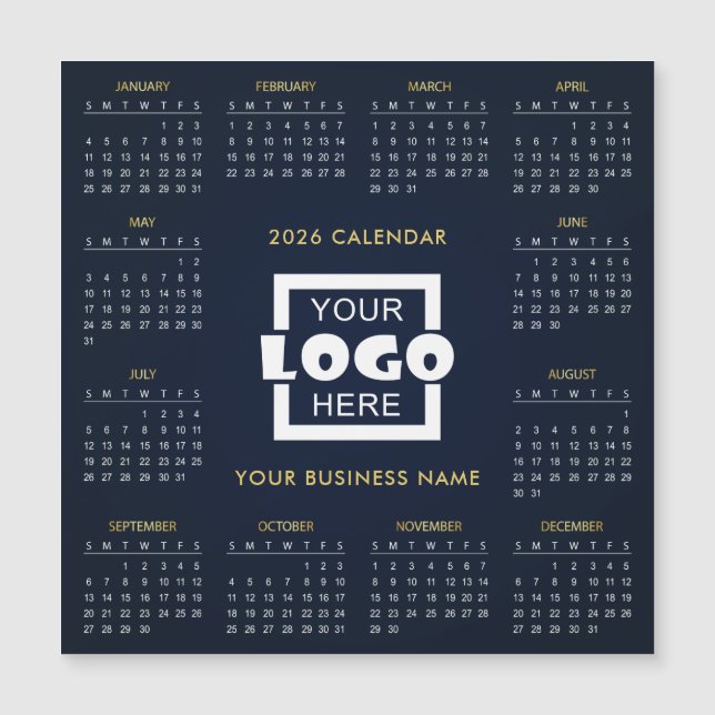 Add Your Own Business Logo 2026 Calendar | Magnet (Frente)